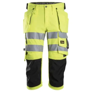 Snickers Workwear 3/4 къси панталони с външни джобове и висока видимост 6138