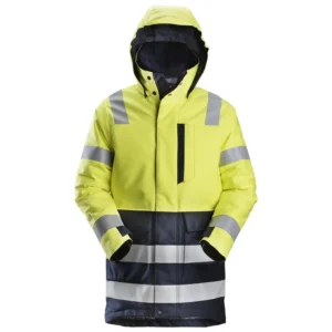 Snickers Workwear Дълго яке парка с висока видимост ProtecWork 18606695009 - 6695 - High Visibility Yellow - Navy