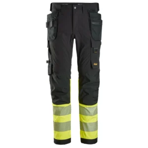Snickers Workwear Напълно еластичен панталон с външни джобове и висока видимост 62310466 - 0466 - Black\High Vis Yellow