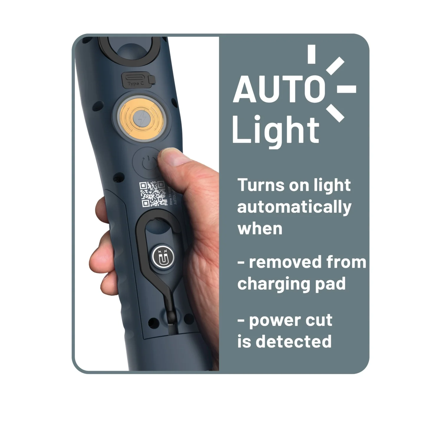 Scangrip MAG PRO WIRELESS – функция AUTO Light при сваляне от подложката или спиране на тока
